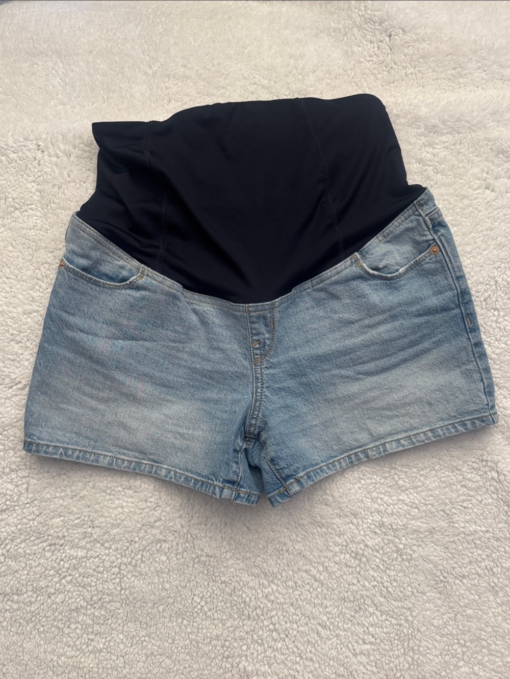 Isabel Maternity by Ingrid & Isabel Light Blue Denim Shorts with Black Overband